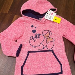 Disney Kids Pink Minnie Mouse fleece sweater with hoodie